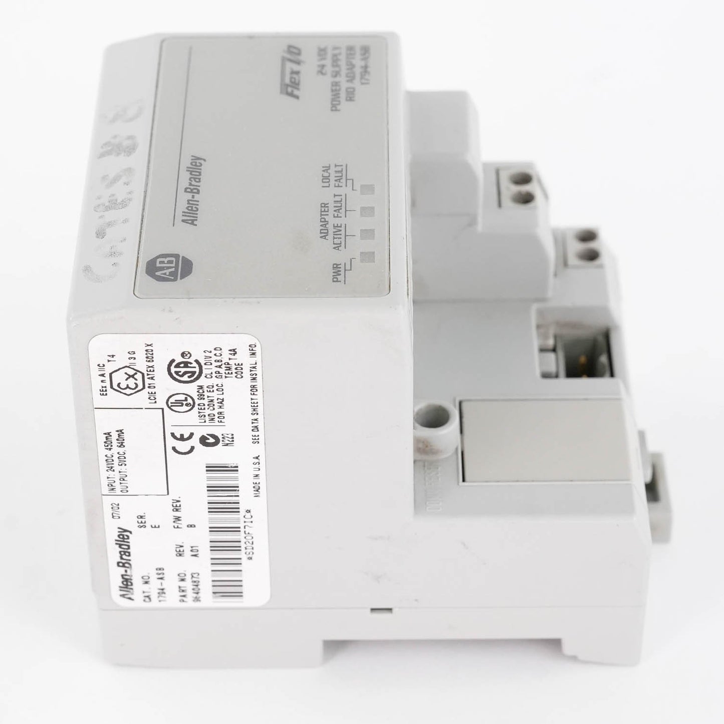 Allen Bradley 1794-ASB /E Power Supply I/O Adapter Module 1794ASB 24VDC 450mA