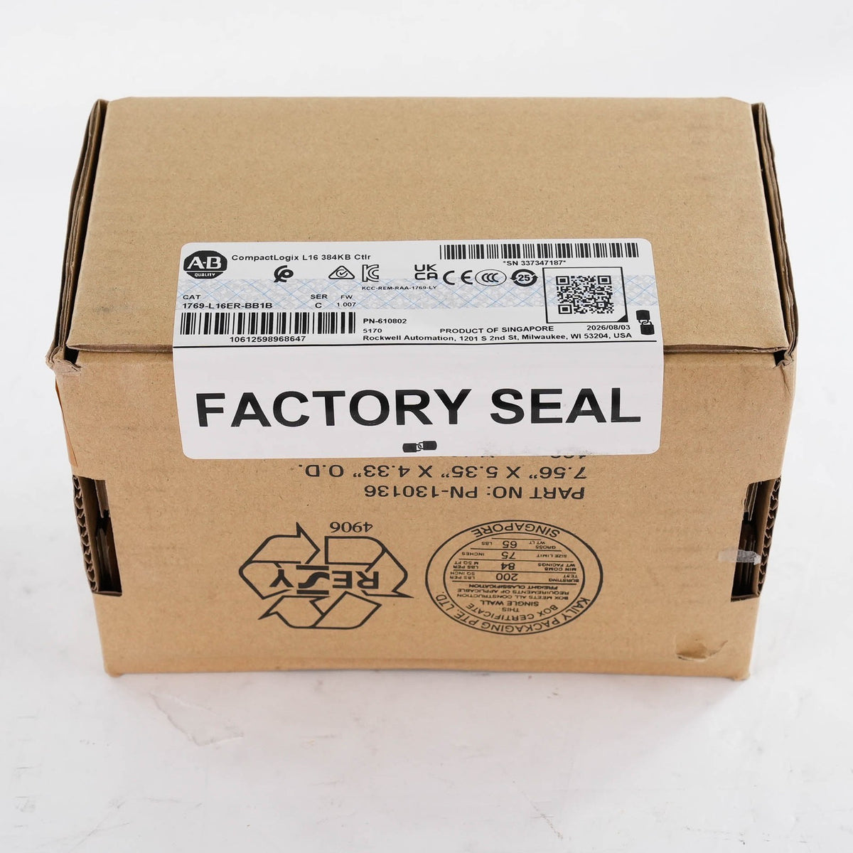 Allen Bradley 1769-L16ER-BB1B Ser C CompactLogix 5370 L1 Controller 24VDC