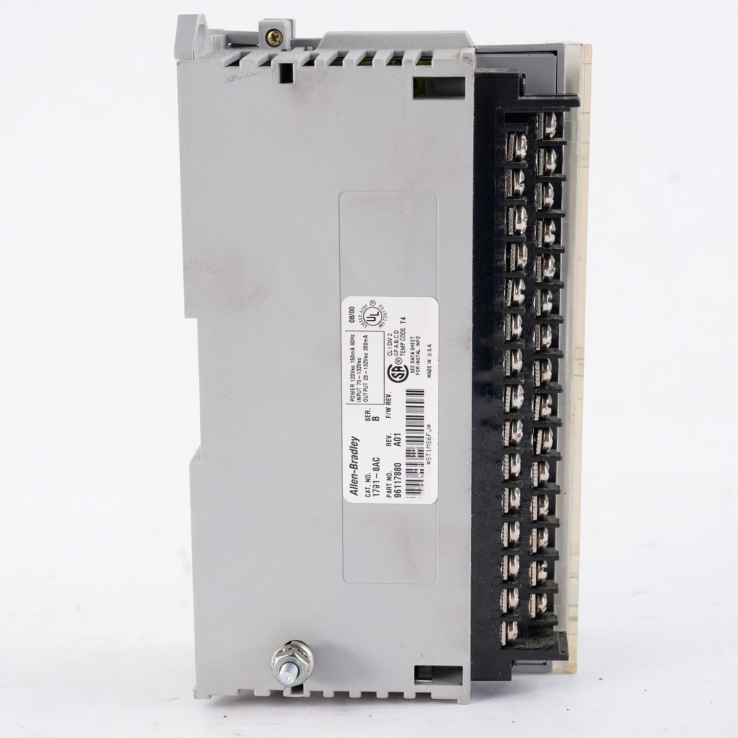 Allen Bradley 1791-8AC /B Rev. A01 Block I/O 8 Input 8 Output Module 17918AC