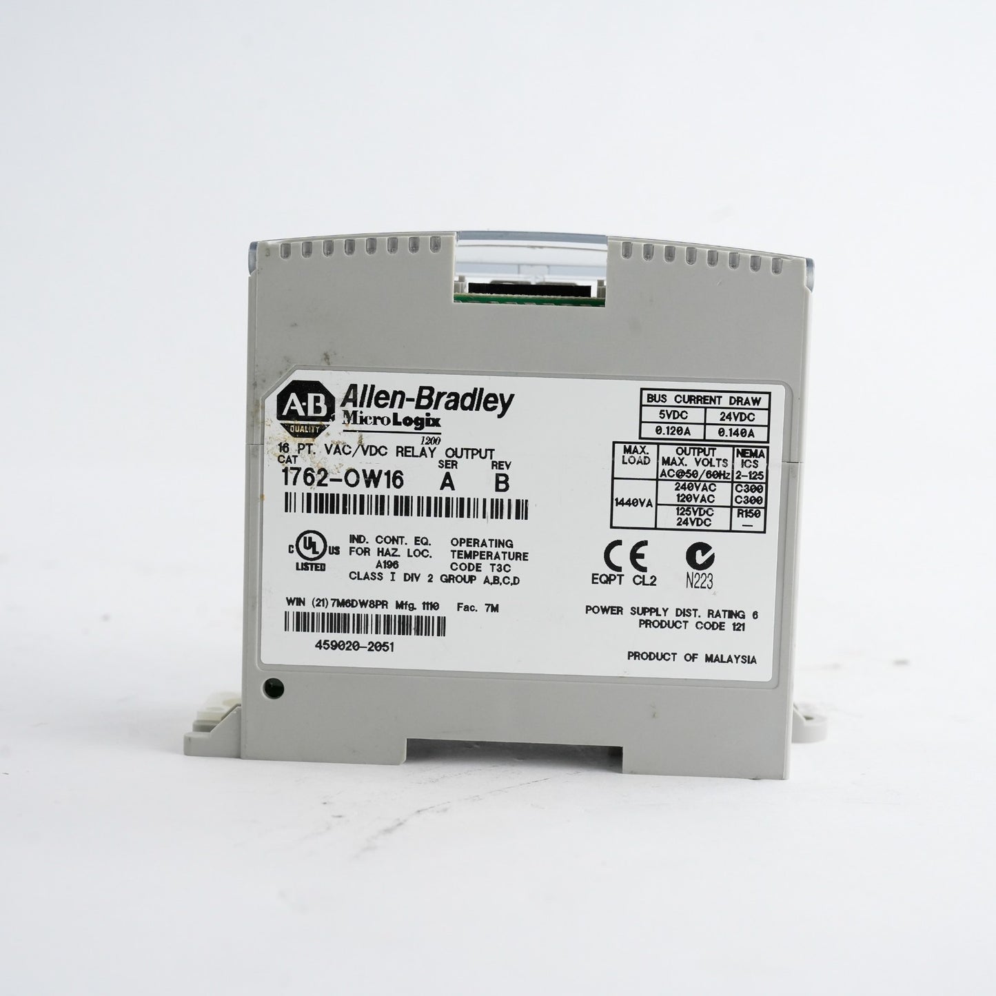 Allen Bradley 1762-OW16 /A Rev B MicroLogix 16 Point Relay Output Module
