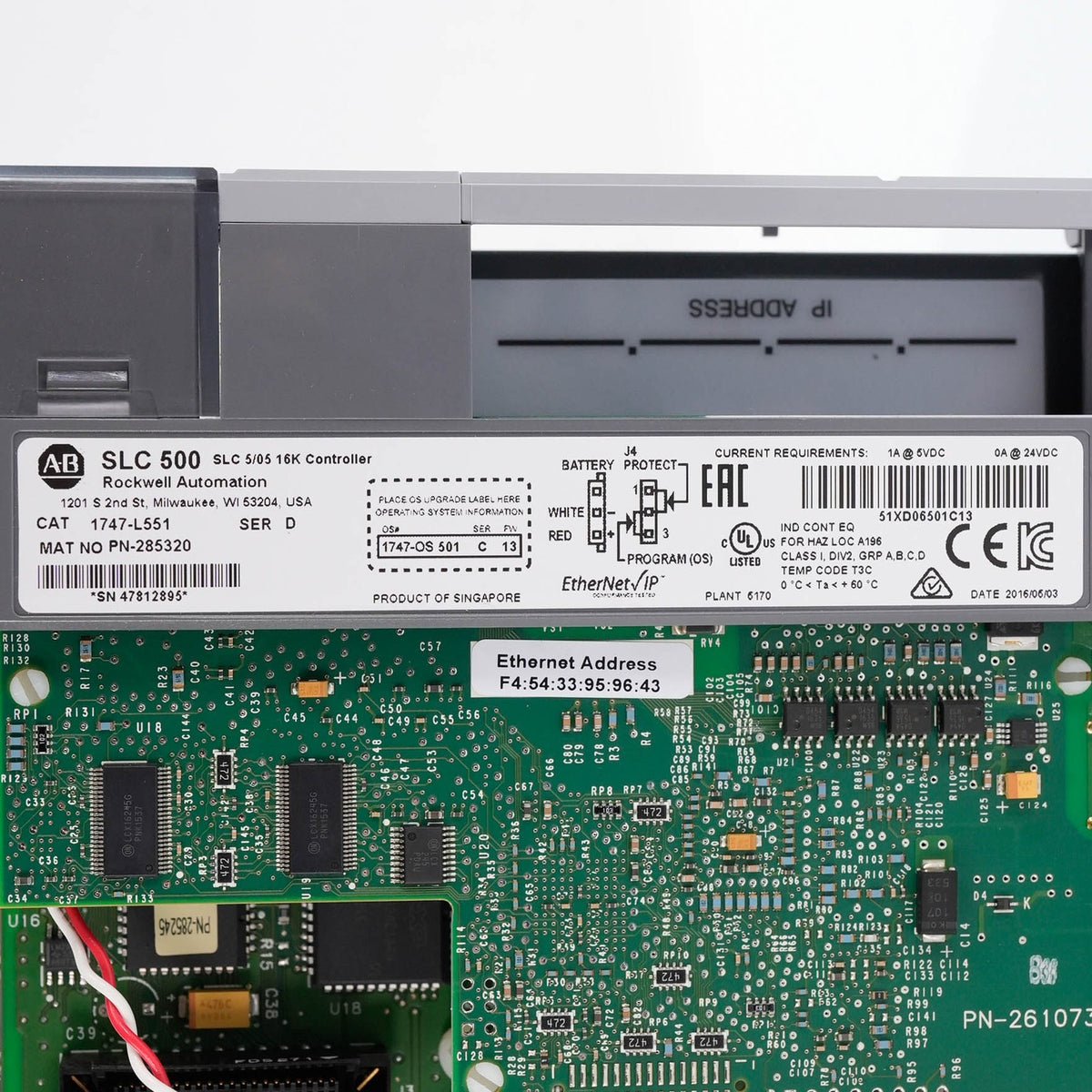 Allen-Bradley 1747-L551 Ser D SLC 500 5/05 CPU Processor 16K Memory