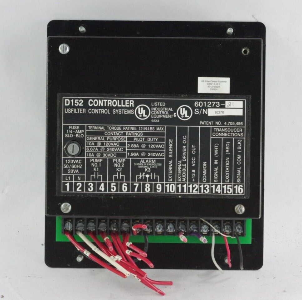 US Filter Control Systems D152 Pump Controller 0-10Ft 601273-21 D151 Replacement