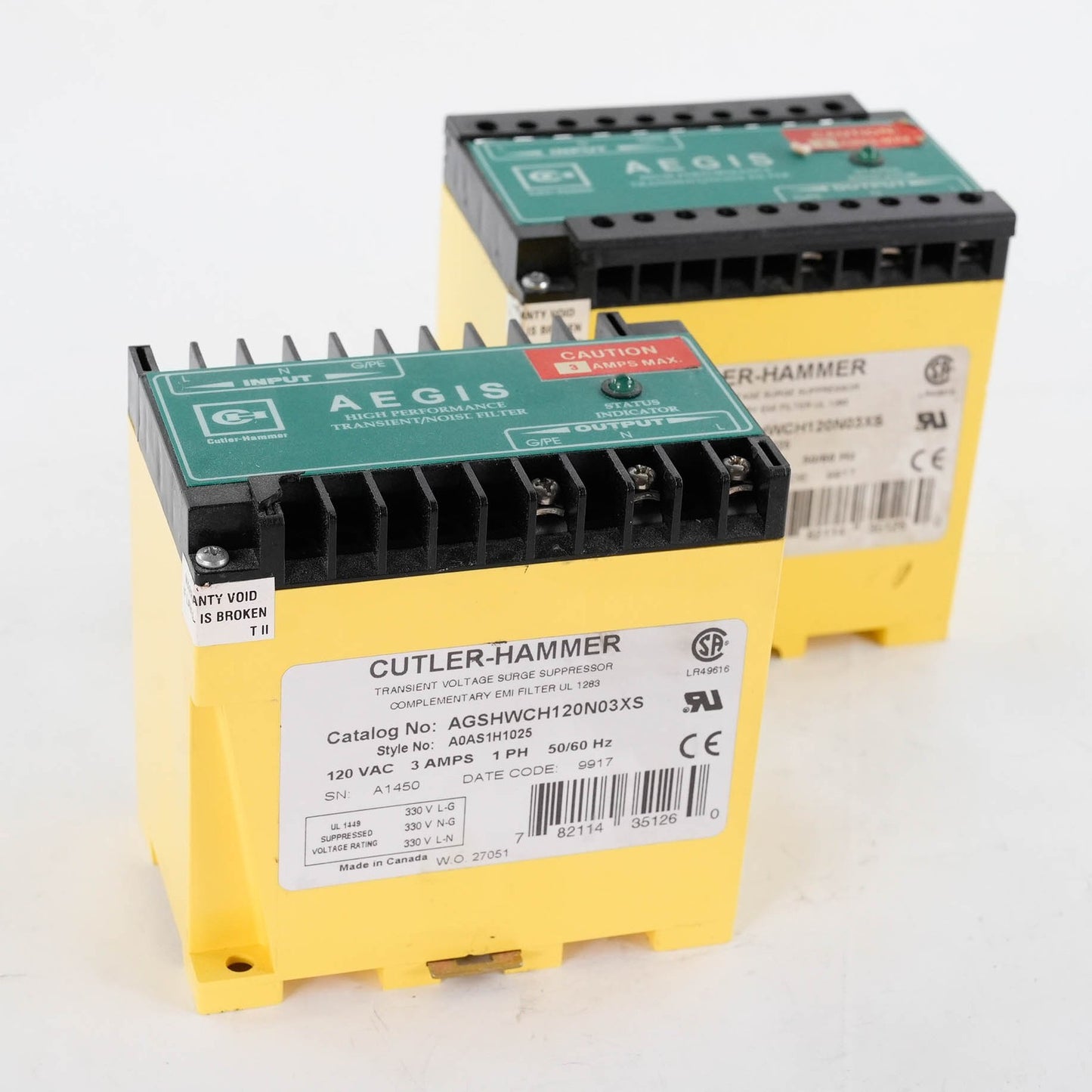 Cutler-Hammer AGSHWCH120N03XS Transient Voltage Surge Suppressor 120V 3A 50/60Hz