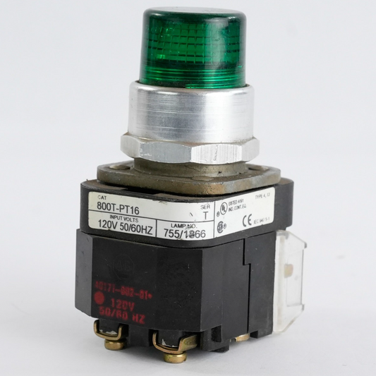 Allen Bradley 800T-PT16 /T Green Pushbutton Pilot Light 120V 800TPT16