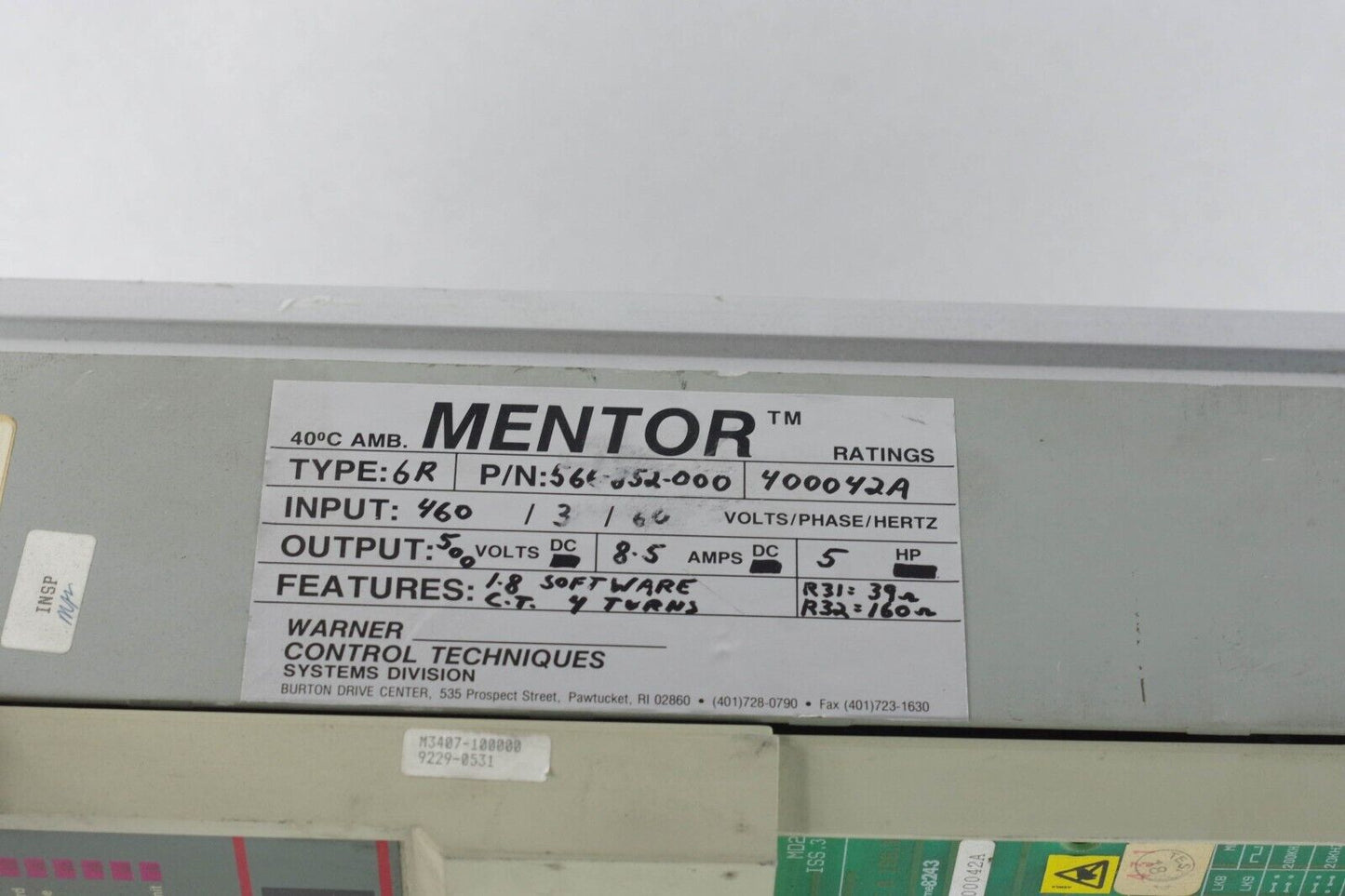 Warner Electric Seco Mentor M3000 M3407-100000 565-852-000 7.5HP DC - For Parts