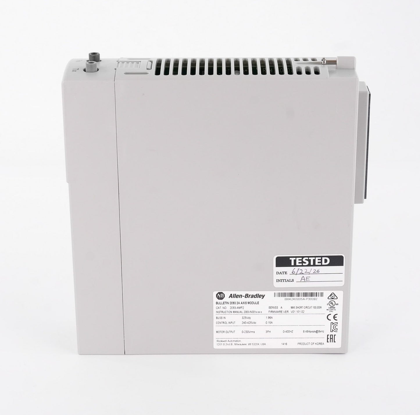 Allen Bradley 2093-AMP2 /A Kinetix 2000 Axis Module 3PH 2093AMP2 - Refurbished