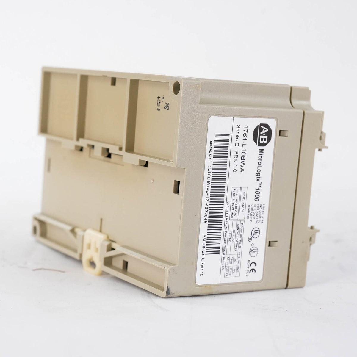 Allen Bradley 1761-L10BWA Ser E MicroLogix 1000 PLC 6 In 24VDC 4 Relay Out