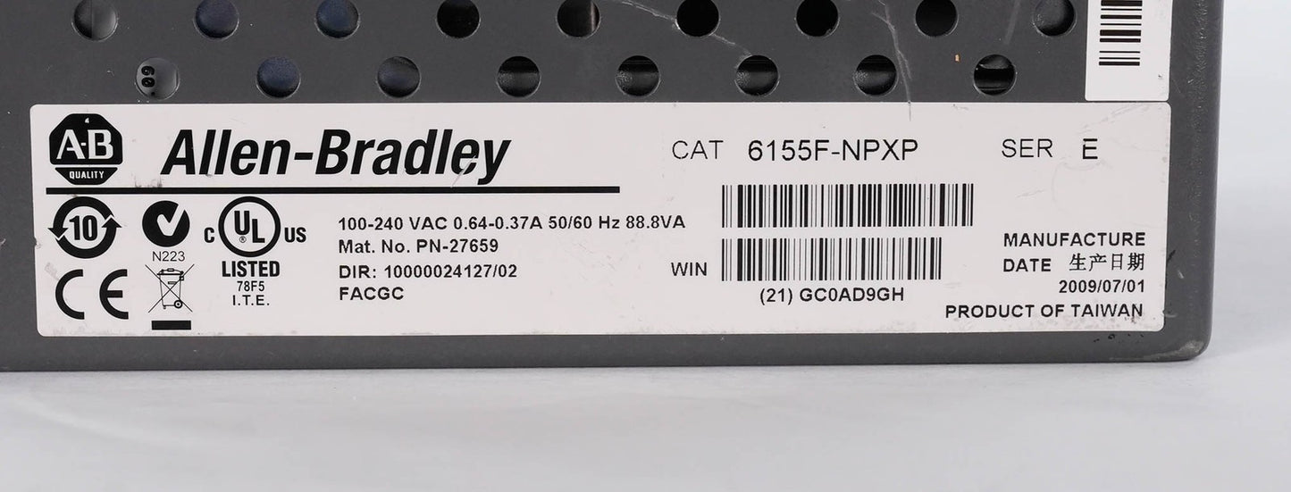 Allen Bradley 6155F-NPXP Ser E VersaView 700R Non-Display Industrial PC Computer