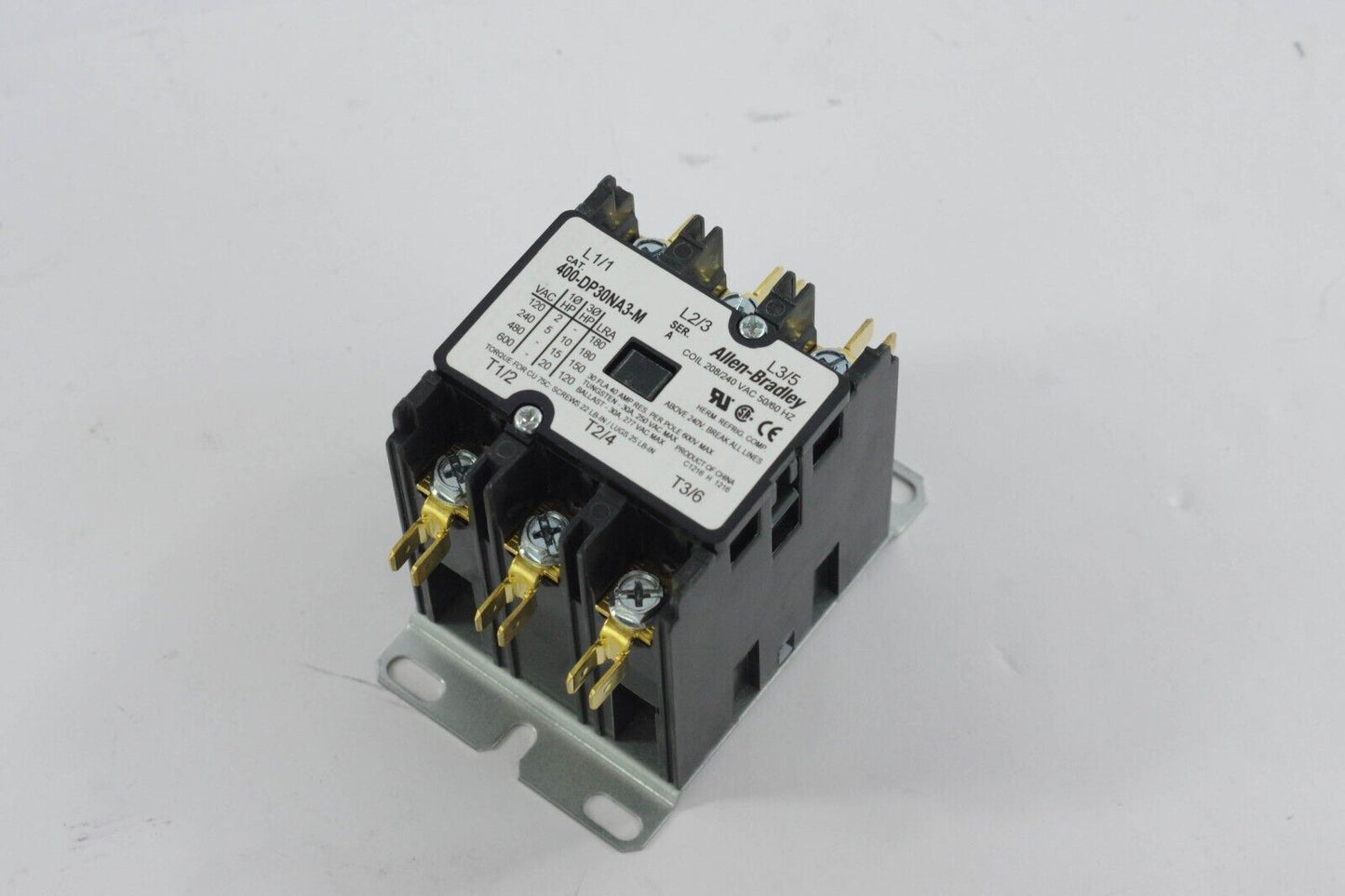 ALLEN BRADLEY 400-DP30NA3-M 400 Definite Purpose Contactor 30A 208/240V 50/60HZ