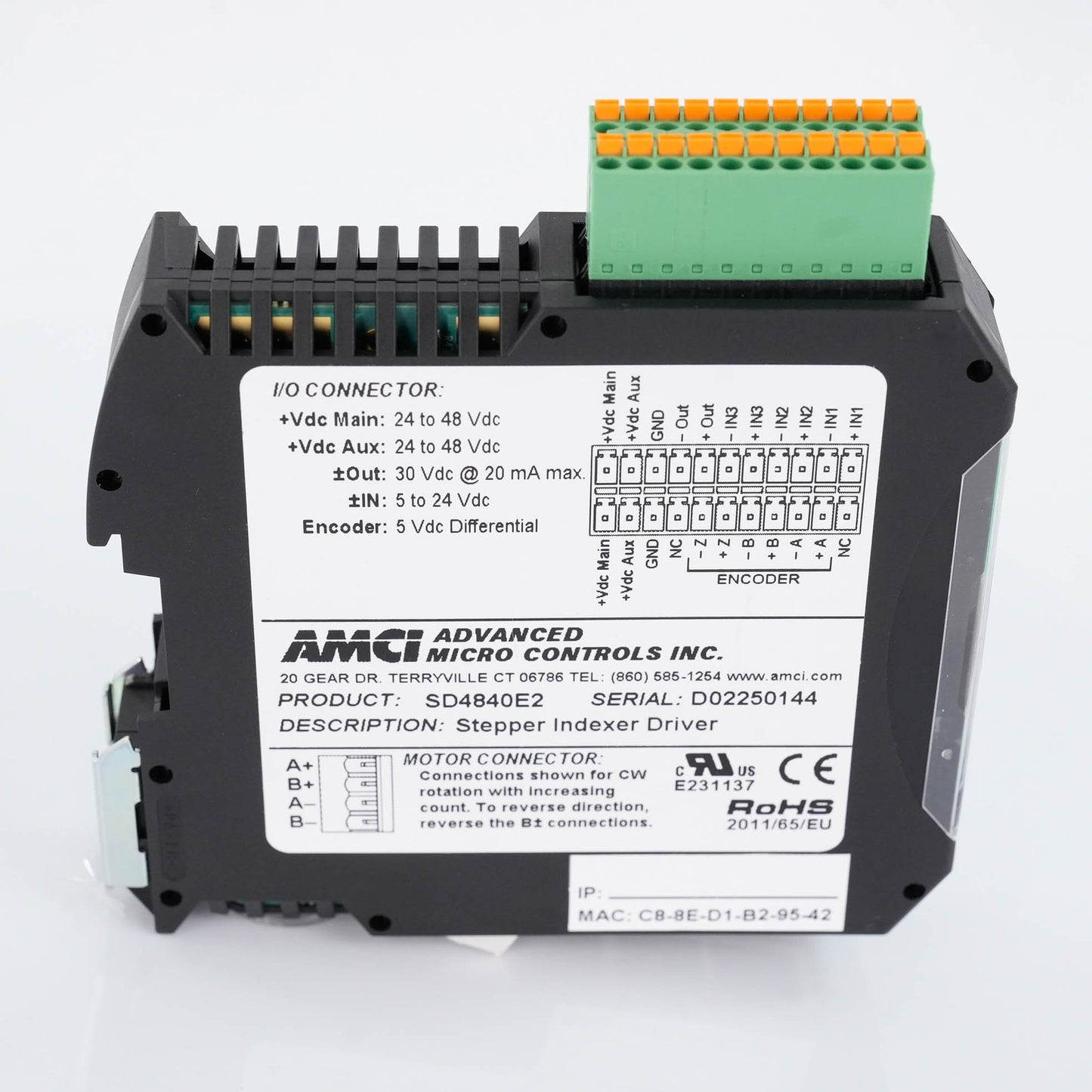 Advanced Micro Controls SD4840E2 Stepper Indexer Driver 2-Port Ethernet/IP 24VDC