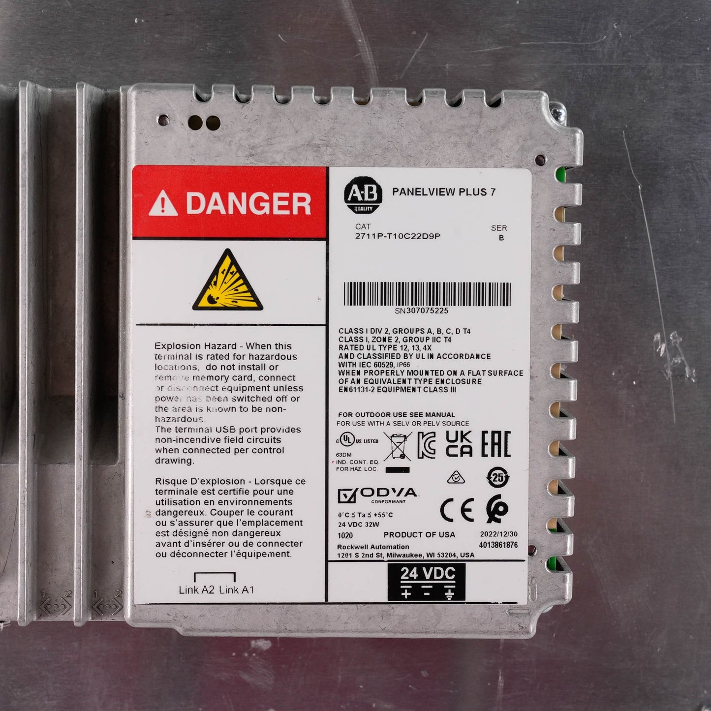 Allen Bradley 2711P-T10C22D9P Ser B PanelView Plus 7 HMI 10.4in Touch 24VDC