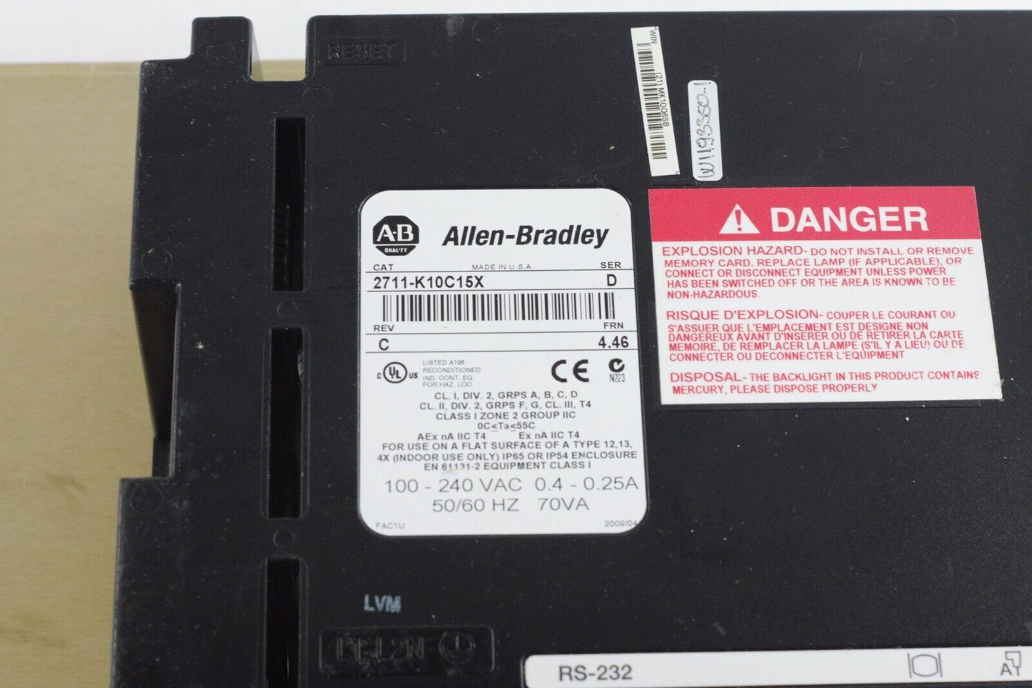 ALLEN BRADLEY PANELVIEW 1000 2711-K10C15 / 2711-K10C15X /D Ser D - Upgraded LCD