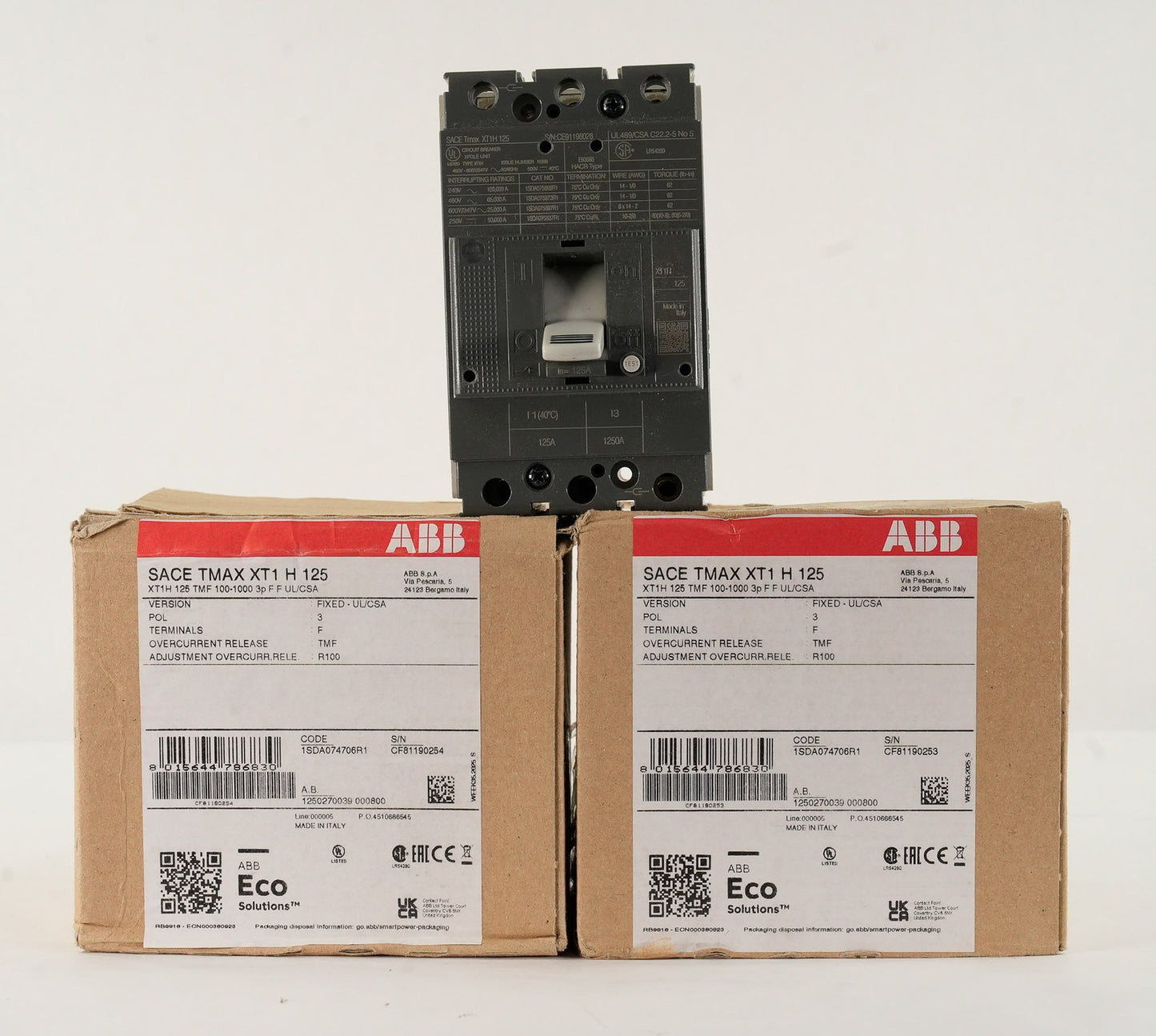 ABB SACE Tmax XT1H 125 3-Pole Circuit Breaker XT1H125