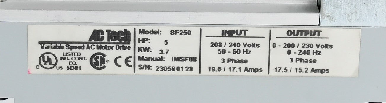 AC Tech Lenze SF250 Variable Speed AC Motor Drive SCF Series
