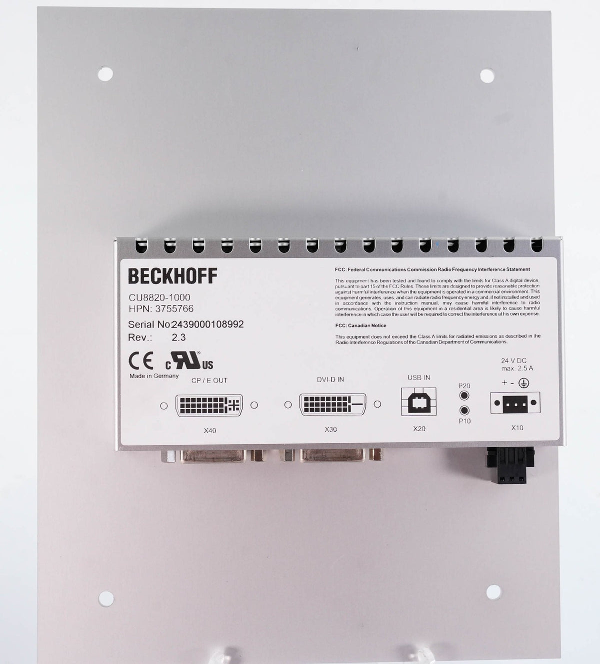 Beckhoff CU8820-1000 USB 2.0 to RJ45 Ethernet Extender Transmitter CU88201000