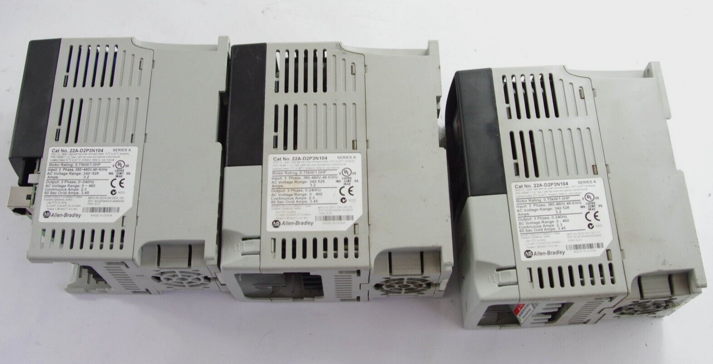 3x Allen Bradley 22A-D2P3N104 / 22AD2P3N104 PowerFlex 4 - For Parts or Repair