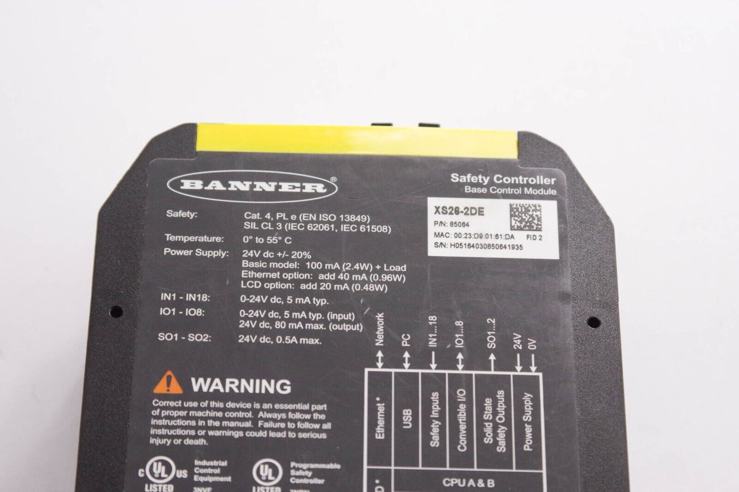 Banner XS26-2DE / XS262DE 85064 Engineering Expandable Safety Controller