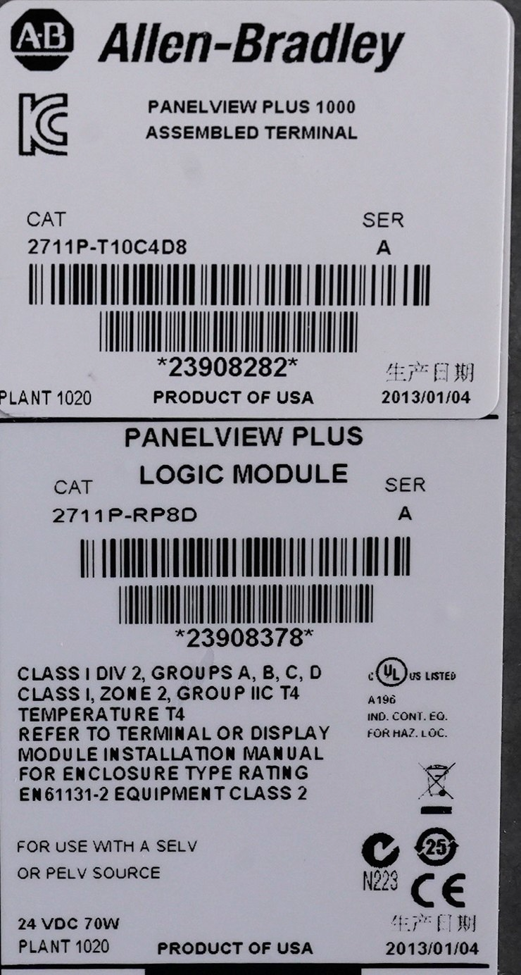 Allen-Bradley 2711P-T10C4D8 /A PanelView Plus 1000 Touch Display + RP8D/A No Box