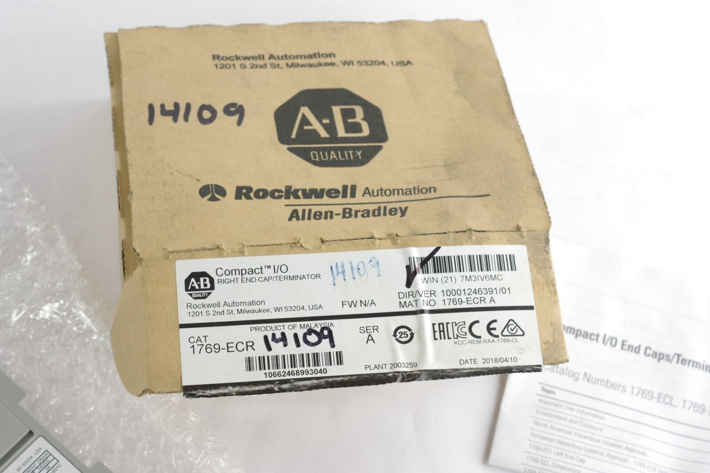 Allen Bradley 1769-ECR /A Compact I/O Right End Cap - Open Box