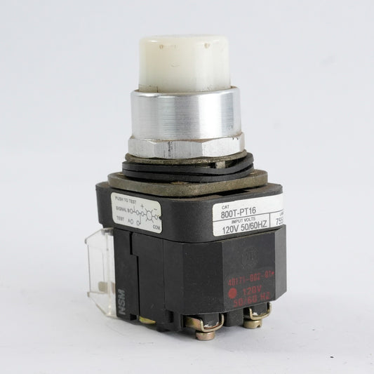 Allen Bradley 800T-PT16 /T White Pilot Light 120V 50/60Hz 800TPT16