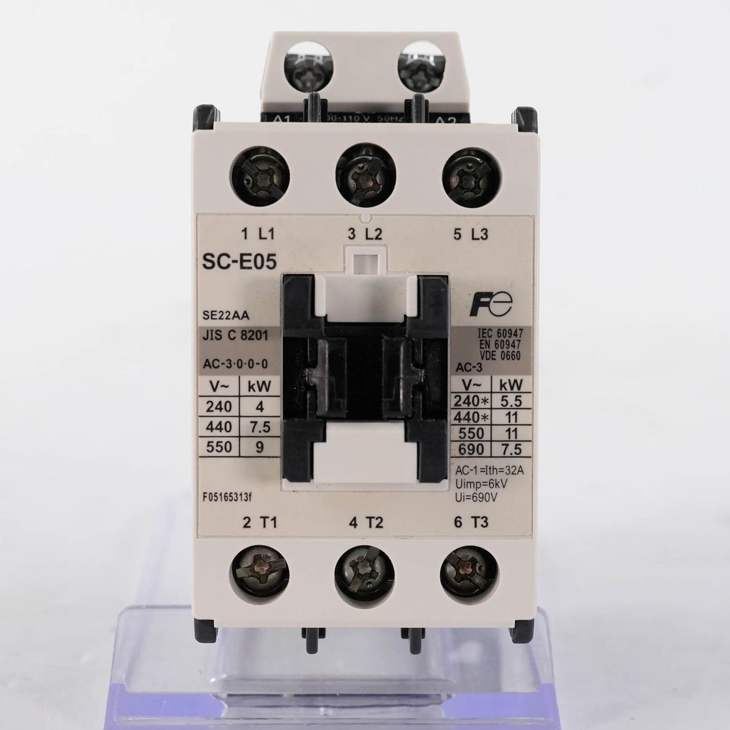 Fuji SC-E05 SE22AA-H Magnetic Contactor 22A 600V 3-Pole 110-120VAC Coil