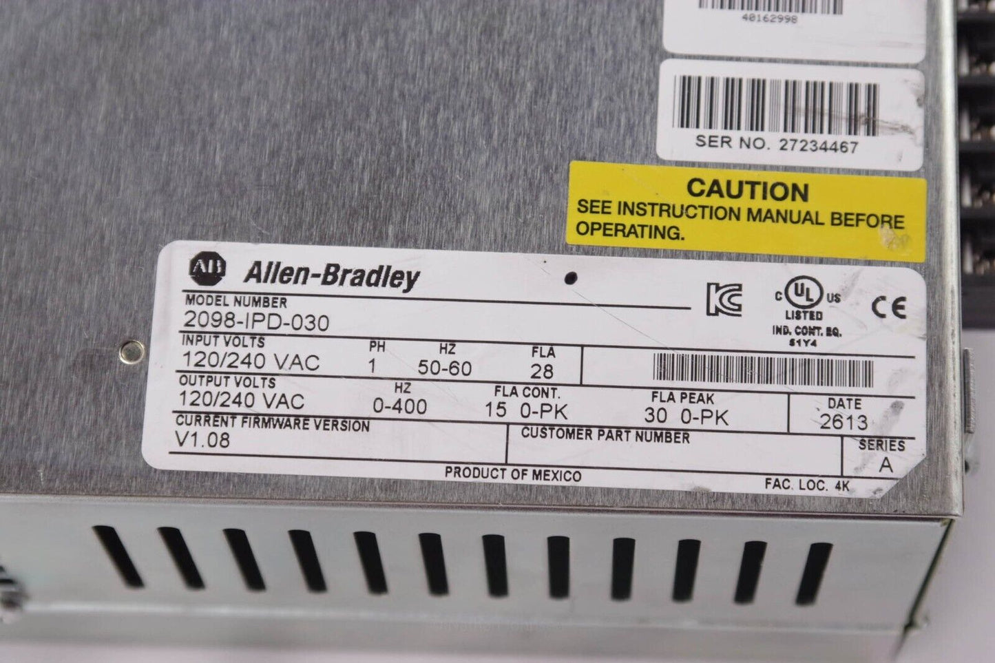 Allen Bradley 2098-IPD-030 /A Ultra 5000 Positioning Drive - Excellent Condition