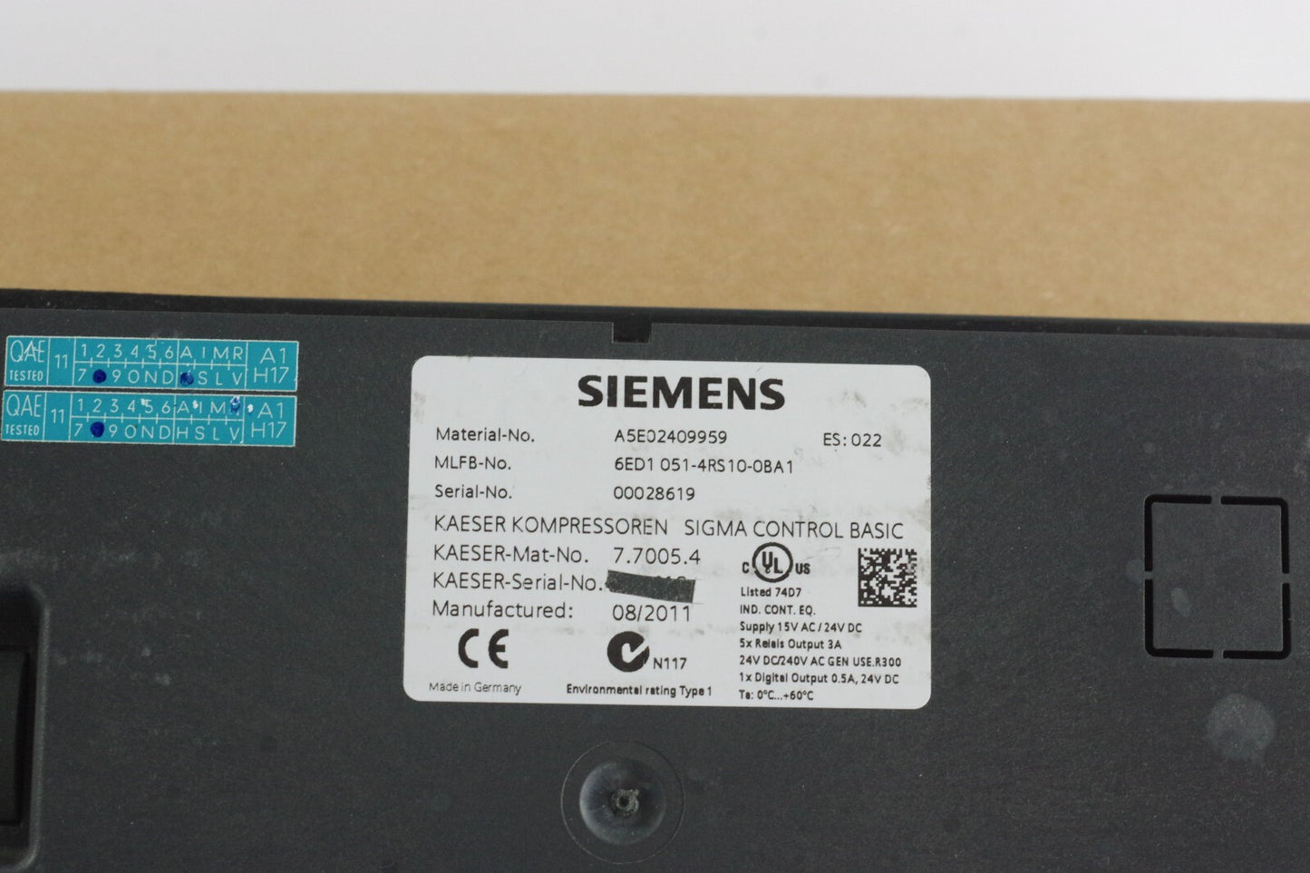 Siemens Kaeser Sigma Control 6ED1051-4RS10-0BA1 6ED1 051-4RS10-0BA1 A5E02409959