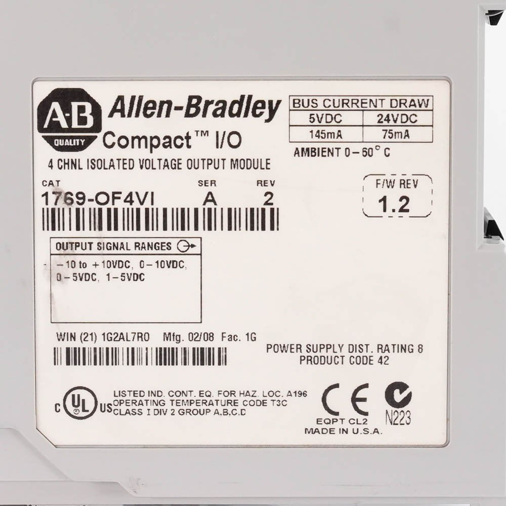 Allen Bradley 1769-OF4VI Ser A CompactLogix 4 Ch Isolated Voltage Output Module