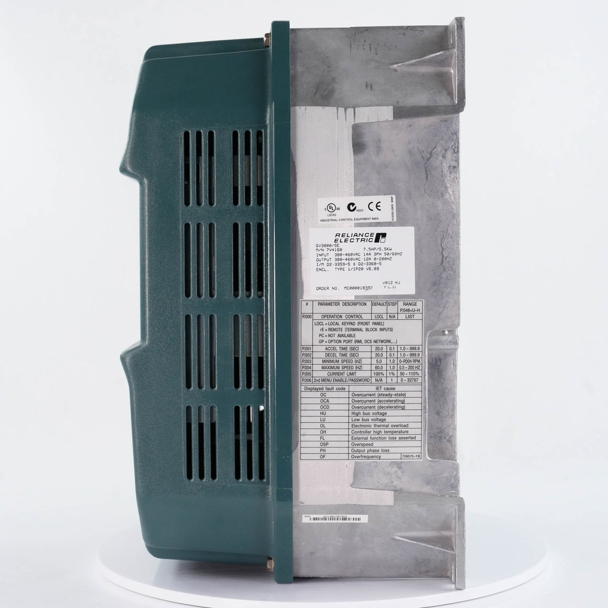 Reliance Electric GV3000/SE AC Drive 230V 3Ph GV3000SE GV3000-SE 7.5hp 7V4160