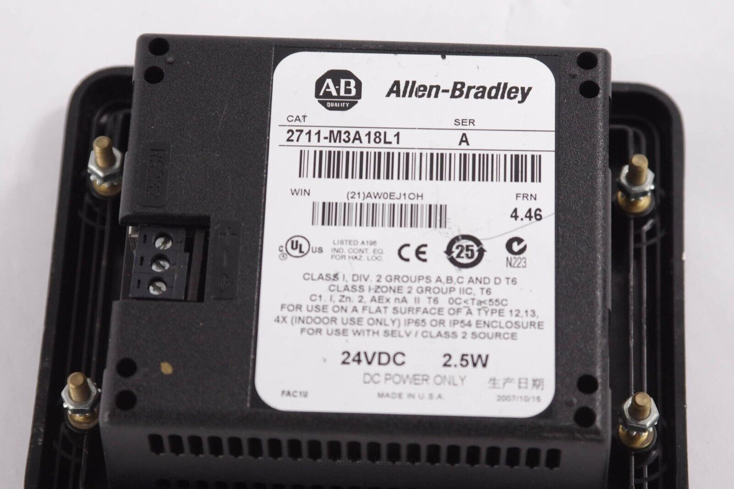 Allen Bradley 2711-M3A18L1 PanelView 300 Micro Ser A