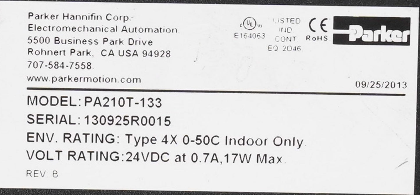 Parker Hannifin PA210T-133 PowerStation HMI Display Panel 24VDC PA210T133