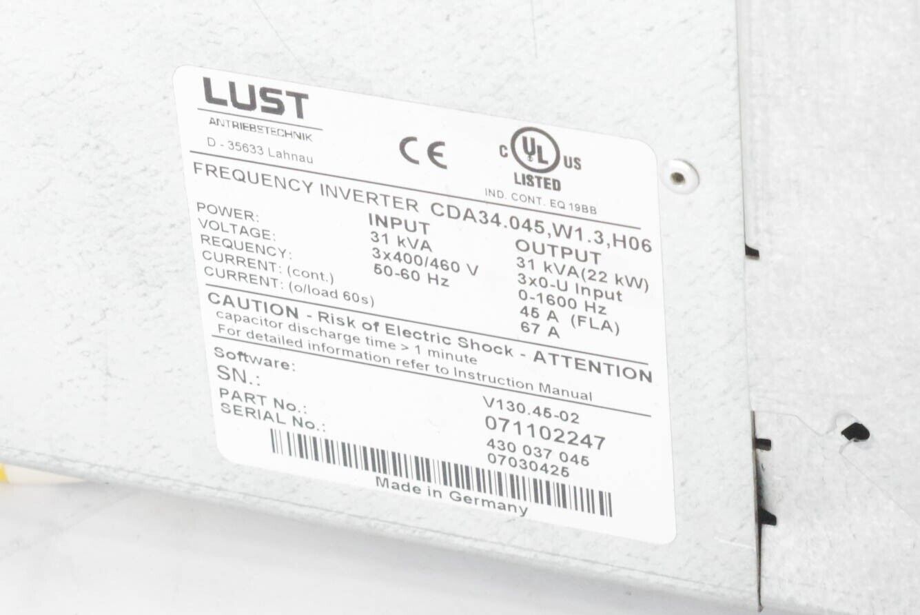 LUST CDA34.045 / CDA34.045,W1.3,H06 FREQUENCY INVERTER DRIVE 430 037 045