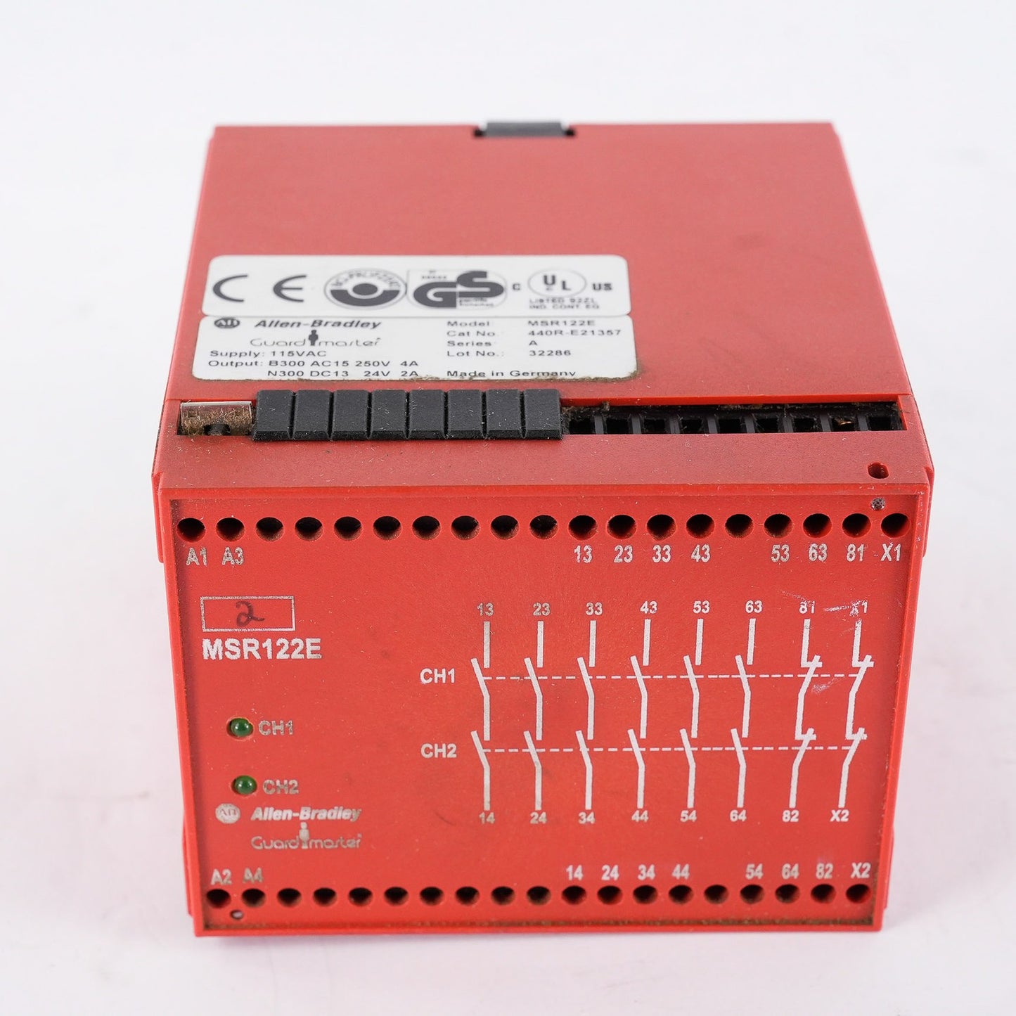 Allen Bradley 440R-E21357 /A Guardmaster MSR122E Safety Relay 115VAC 250V 4A