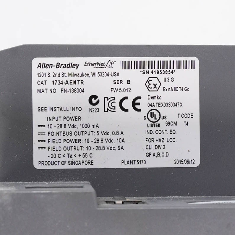 Allen-Bradley 1734-AENTR Ser B POINT I/O Ethernet/IP Dual Port Adapter