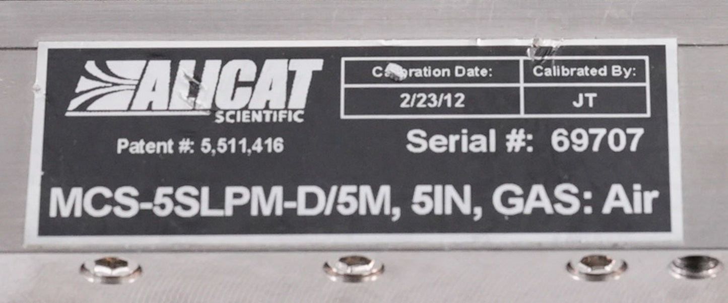 Alicat Scientific MCS-5SLPM-D/5M Mass Flow Controller 5" w/ Display MCS5SLPMD5M
