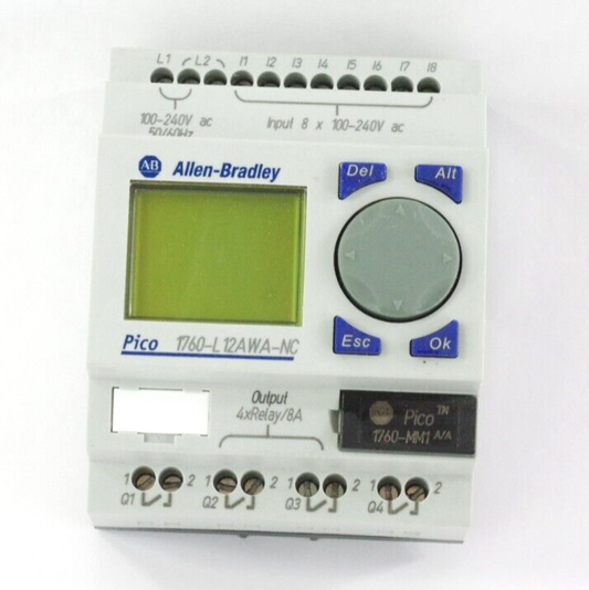 Allen Bradley 1760-L12AWA-NC Ser B Pico Controller 8-In/4-Out  + 1760-MM1