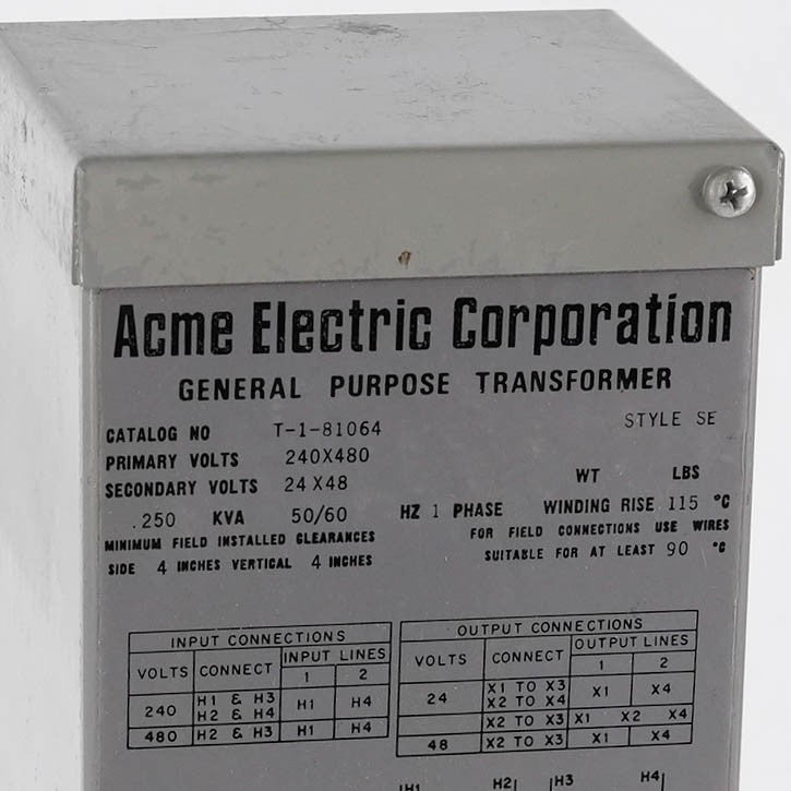 Acme Electric Corp T-1-81064 Buck Boost Transformer 1.5kVA 120x240V 12/24V T1810