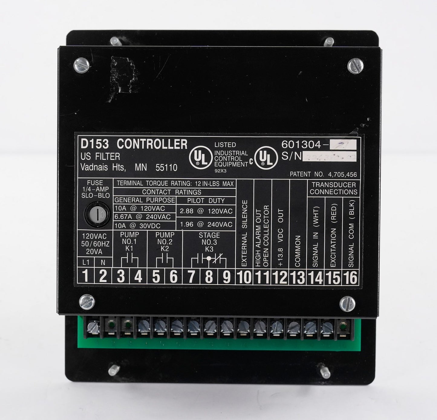 US Filter Control Systems D153 Pump Controller 601304