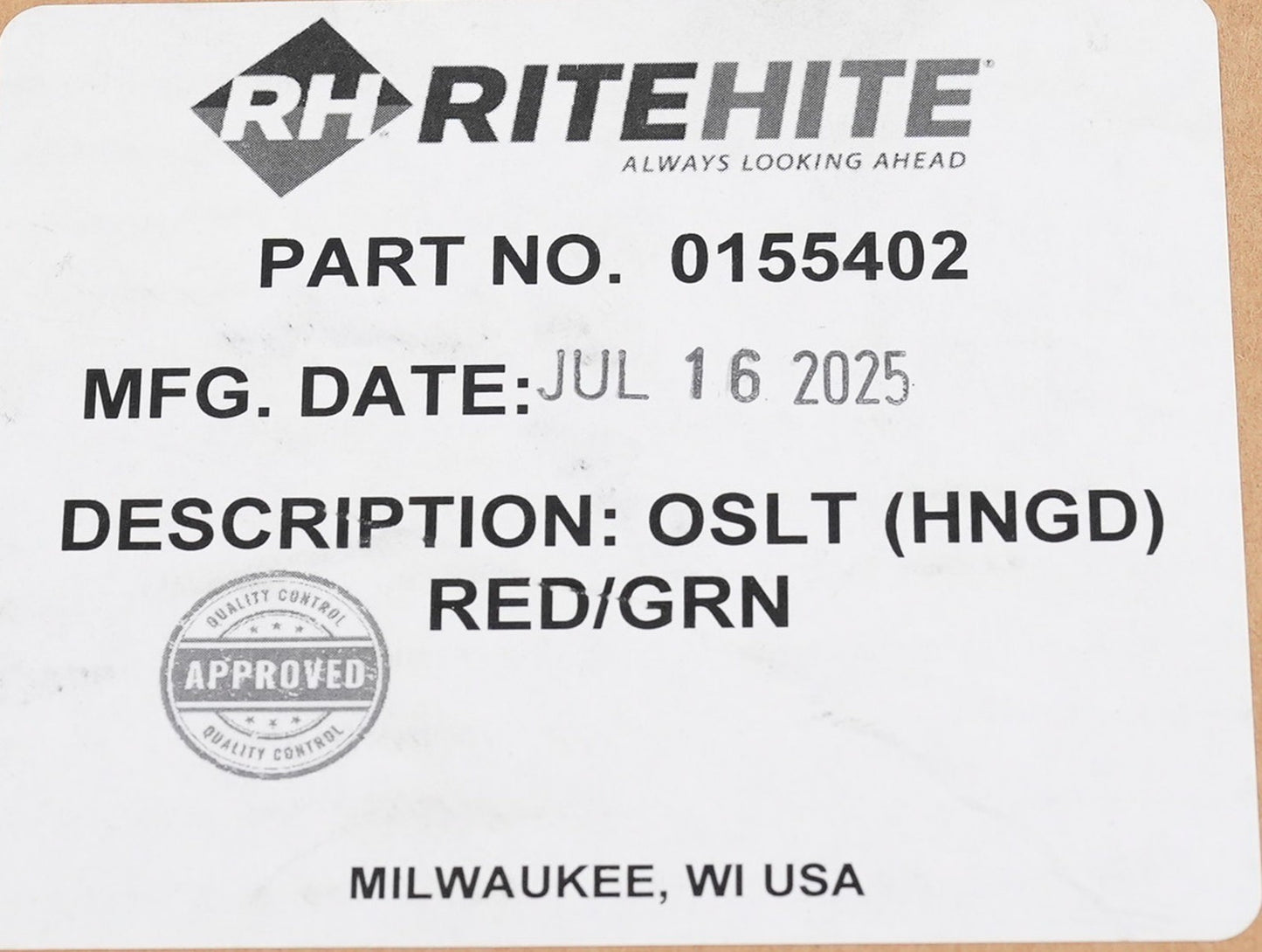 Ritehite 0155402 OSLT (HNGD) Red/Green Light - Open Box