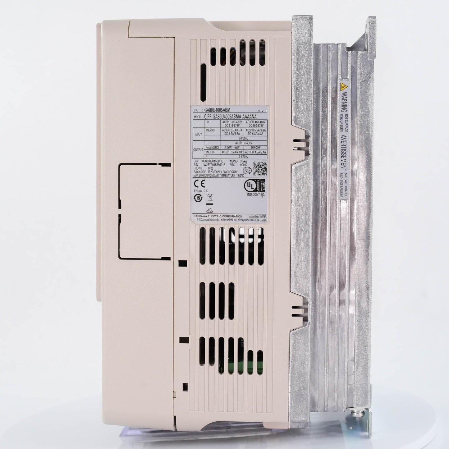 Yaskawa CIPR-GA80U4005ABMA-AAAANA GA800 AC Drive 480V 3PH 5HP 4.8A GA80U4005ABMA