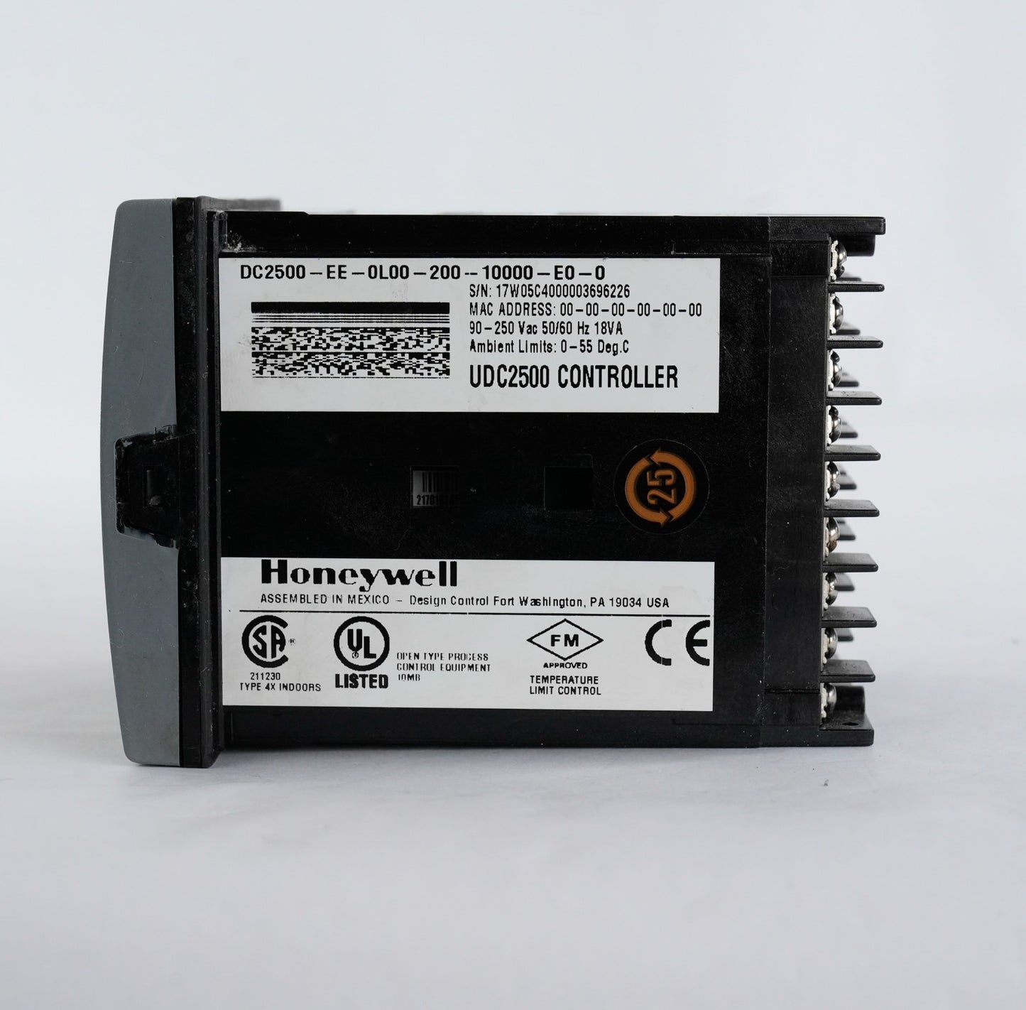 Honeywell DC2500-EE-0L00-200-10000-E0-0 UDC2500 Controller 250V 50/60Hz