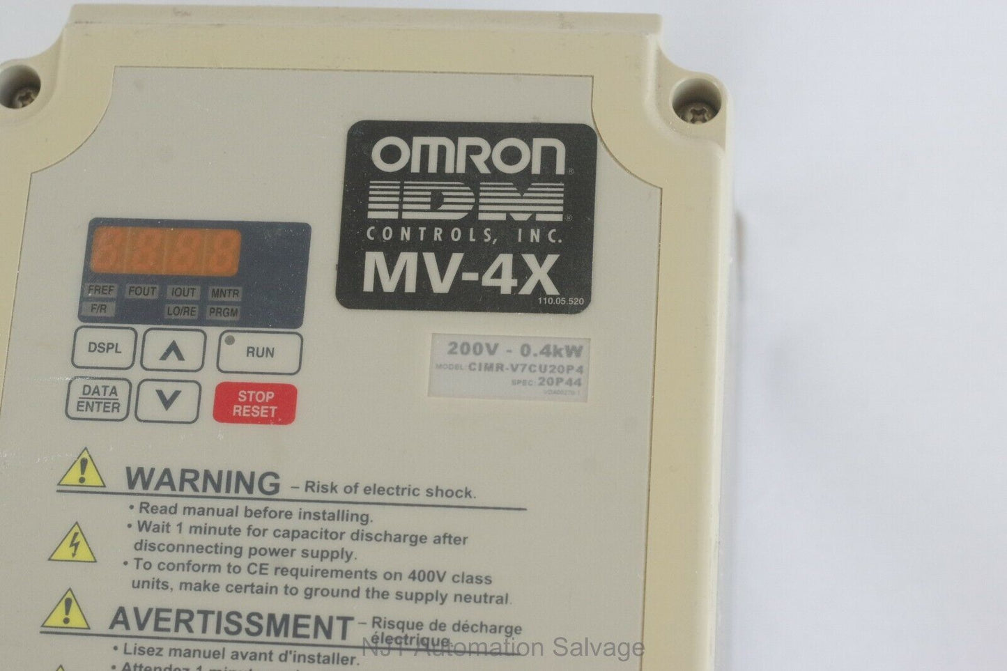 OMRON IDM CIMR-V7CU20P4 CIMRV7CU20P4 MV-4X 200V Drive .4KW 20P44