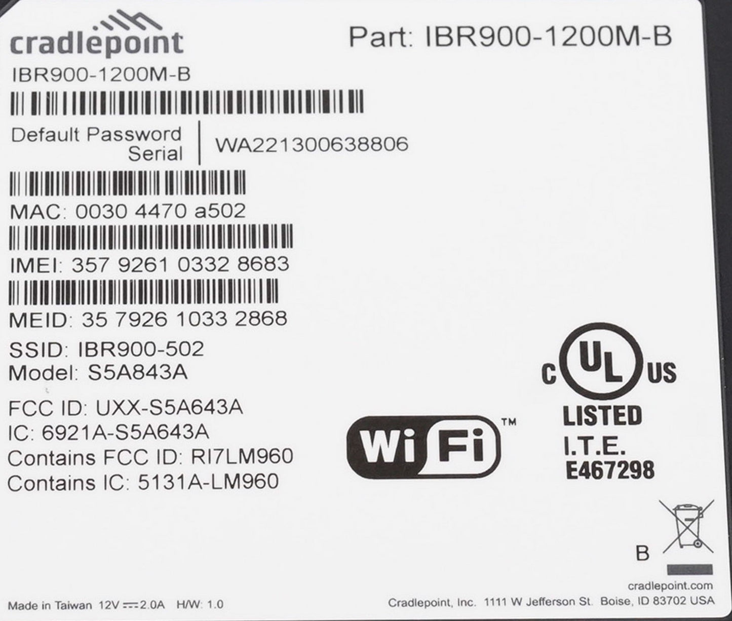 Cradlepoint IBR900-1200M-B IBR900 Series Router IBR9001200MB - Open Box