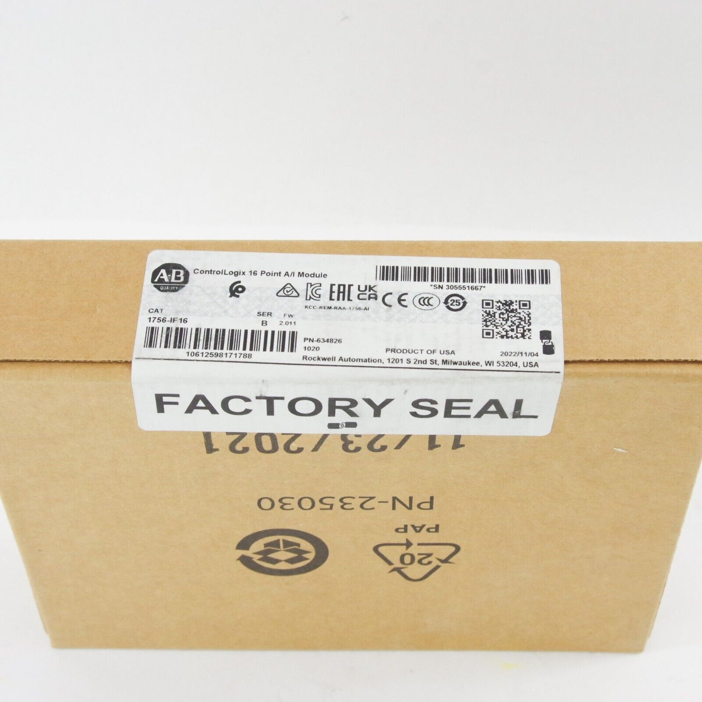 2022 Allen Bradley 1756-IF16 Ser B Analog Input Module 1756IF16 - Sealed Surplus