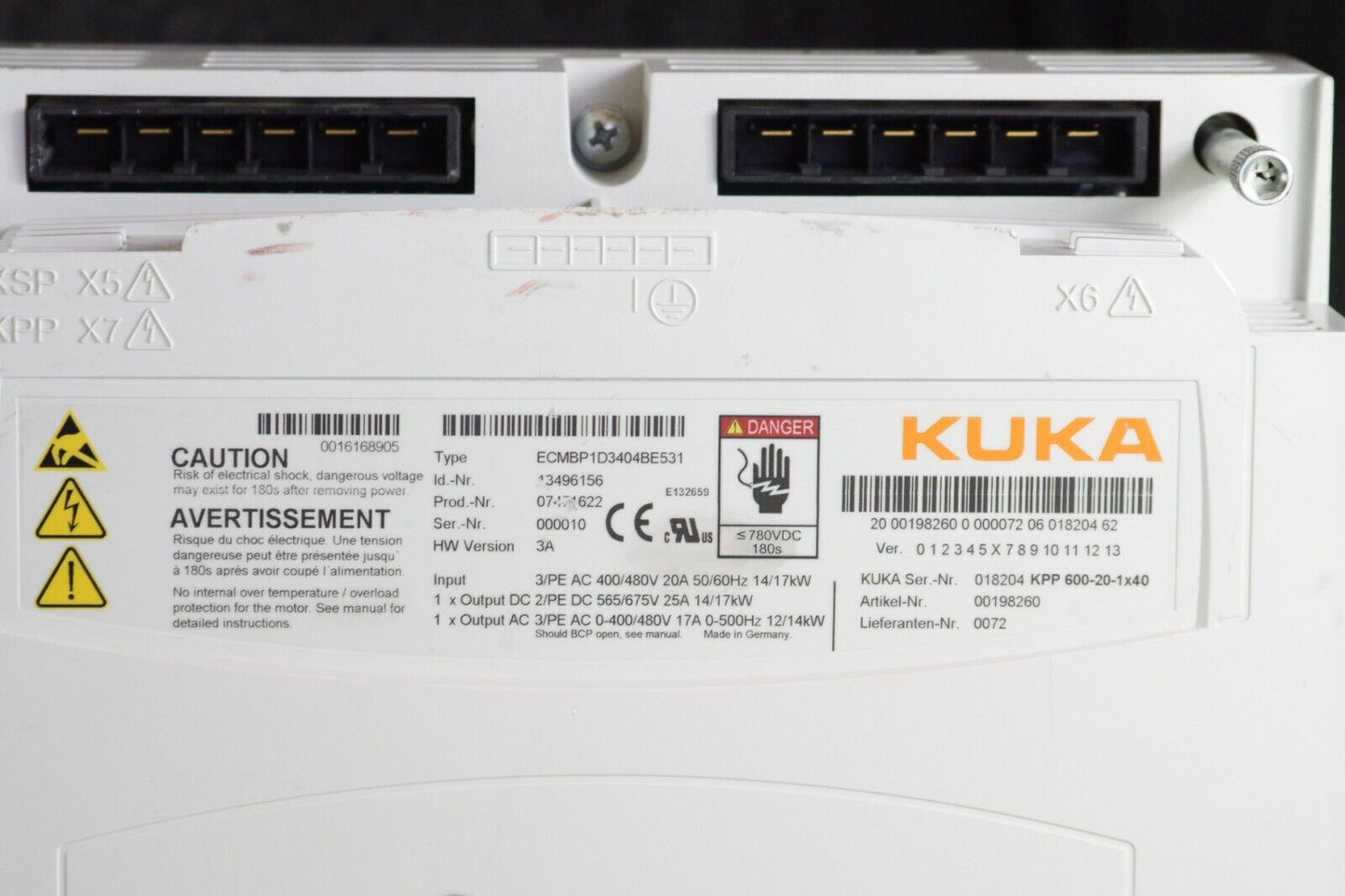 KUKA KPP 600-20-1x40 ECMBP1D3404BE531 Drive | Refurbished + 1 year Warranty