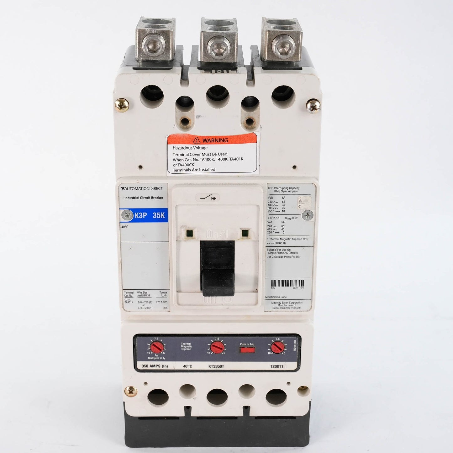 AutomationDirect K3P 35K 350A 3-Pole Industrial Circuit Breaker w/ KT3350T Trip