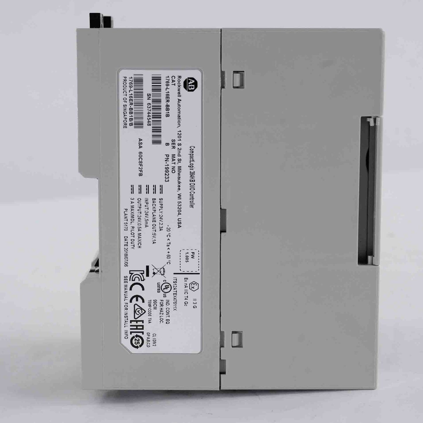 Allen-Bradley 1769-L16ER-BB1B /B CompactLogix L16ER Controller 1769L16ERBB1B