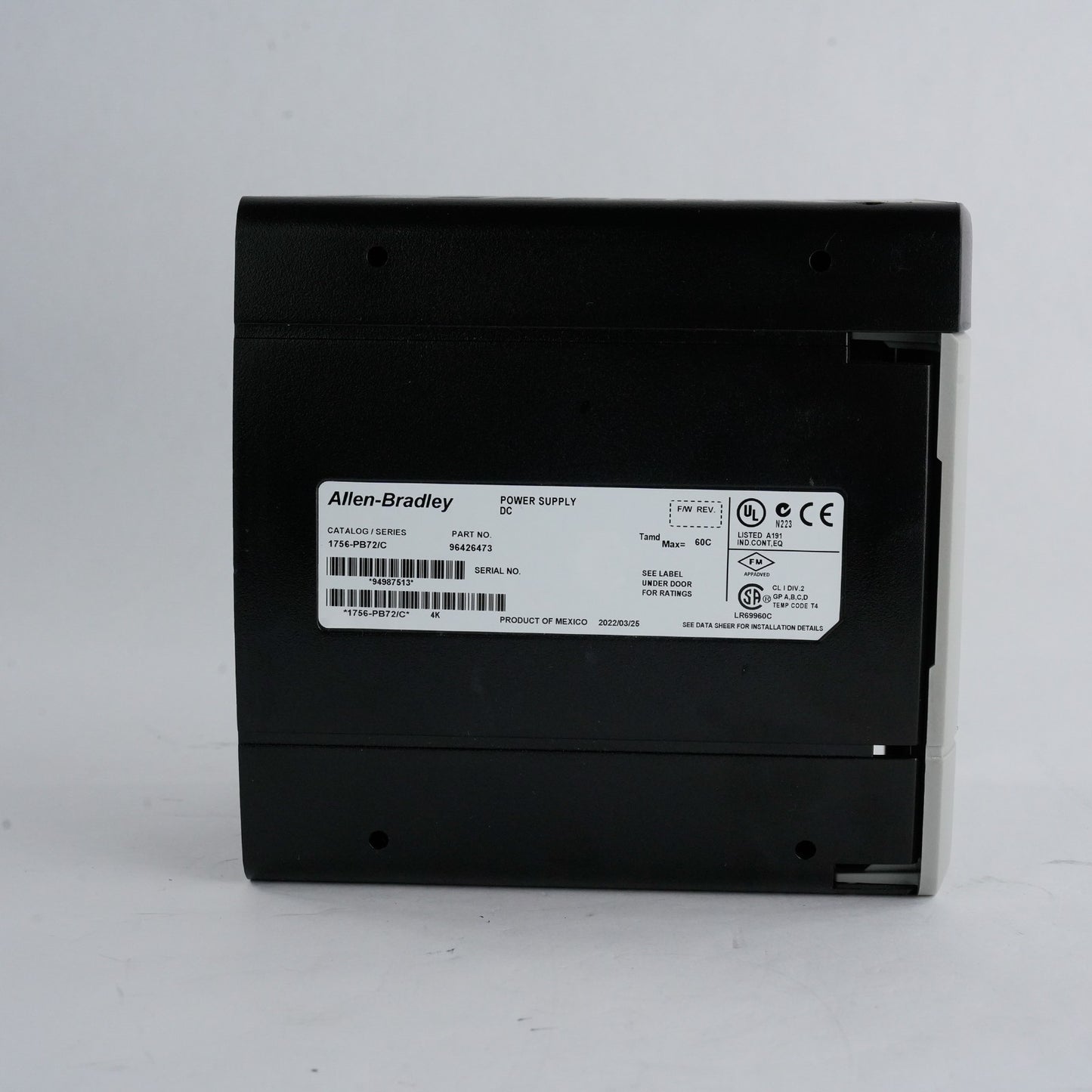 Allen Bradley 1756-PB72/C ControlLogix 24V DC Power Supply 1756PB72/C