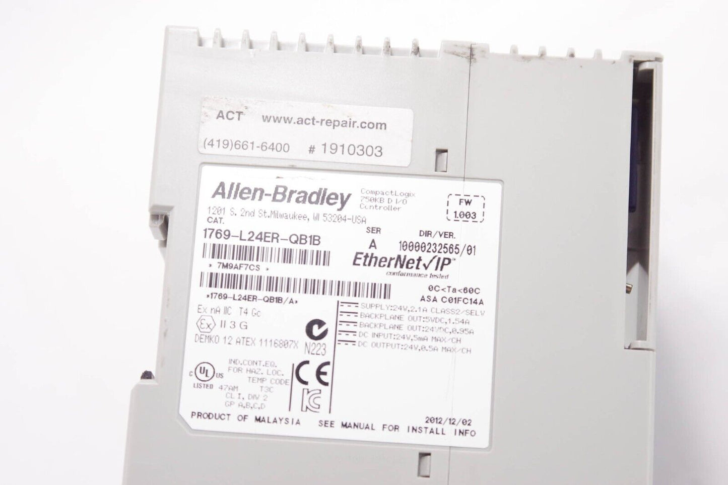 Allen Bradley 1769-L24ER-QB1B Ser A CompactLogix Controller