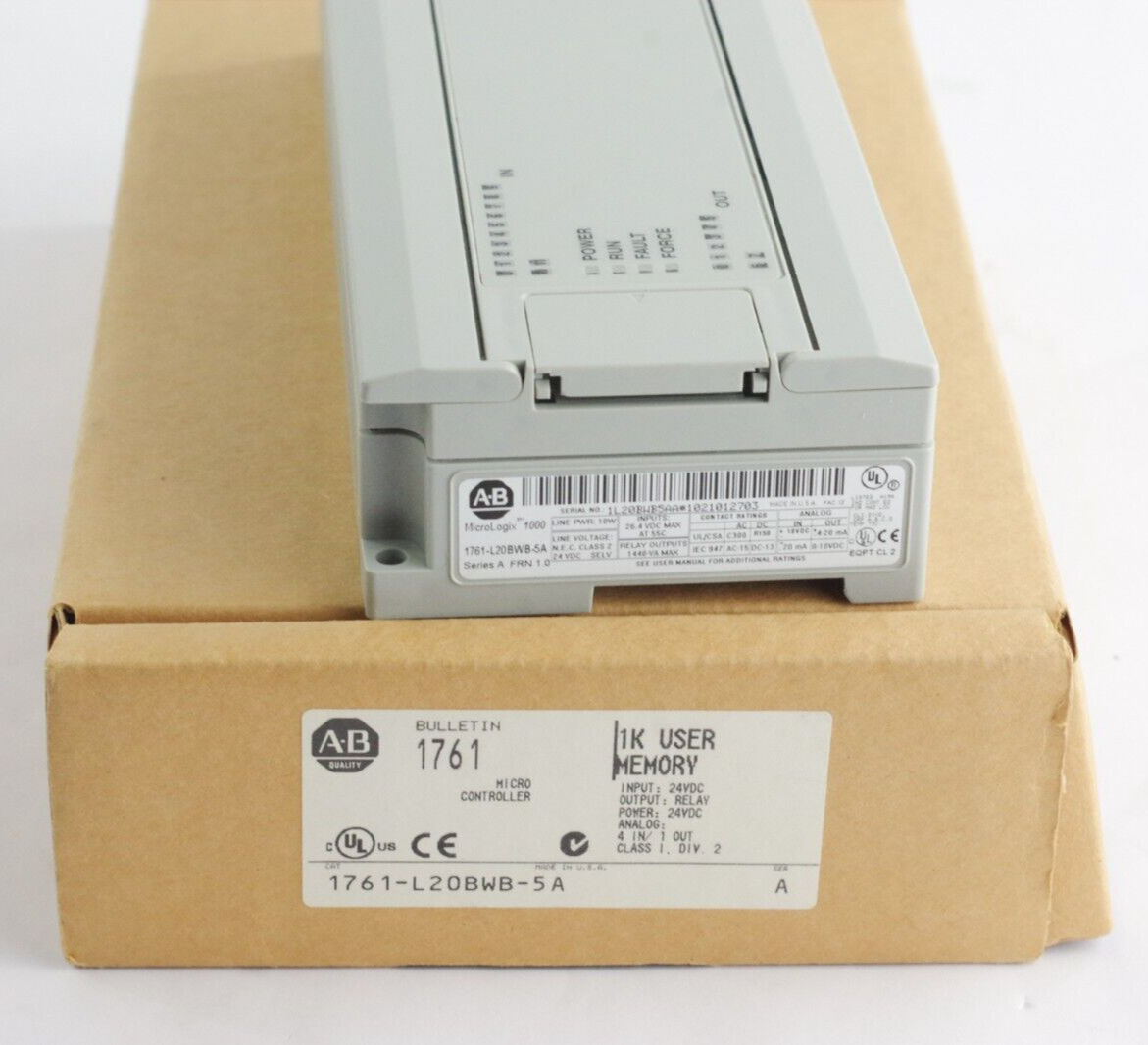 Allen Bradley 1761-L20BWB-5A PLC Controller MicroLogix 1000 24VDC 12 IN, 8 OUT